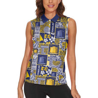 Tokelau Manuia te Kilihimahi Women Sleeveless Polo Shirt Pacific Patchwork Xmas Vibes - Polynesian Pride