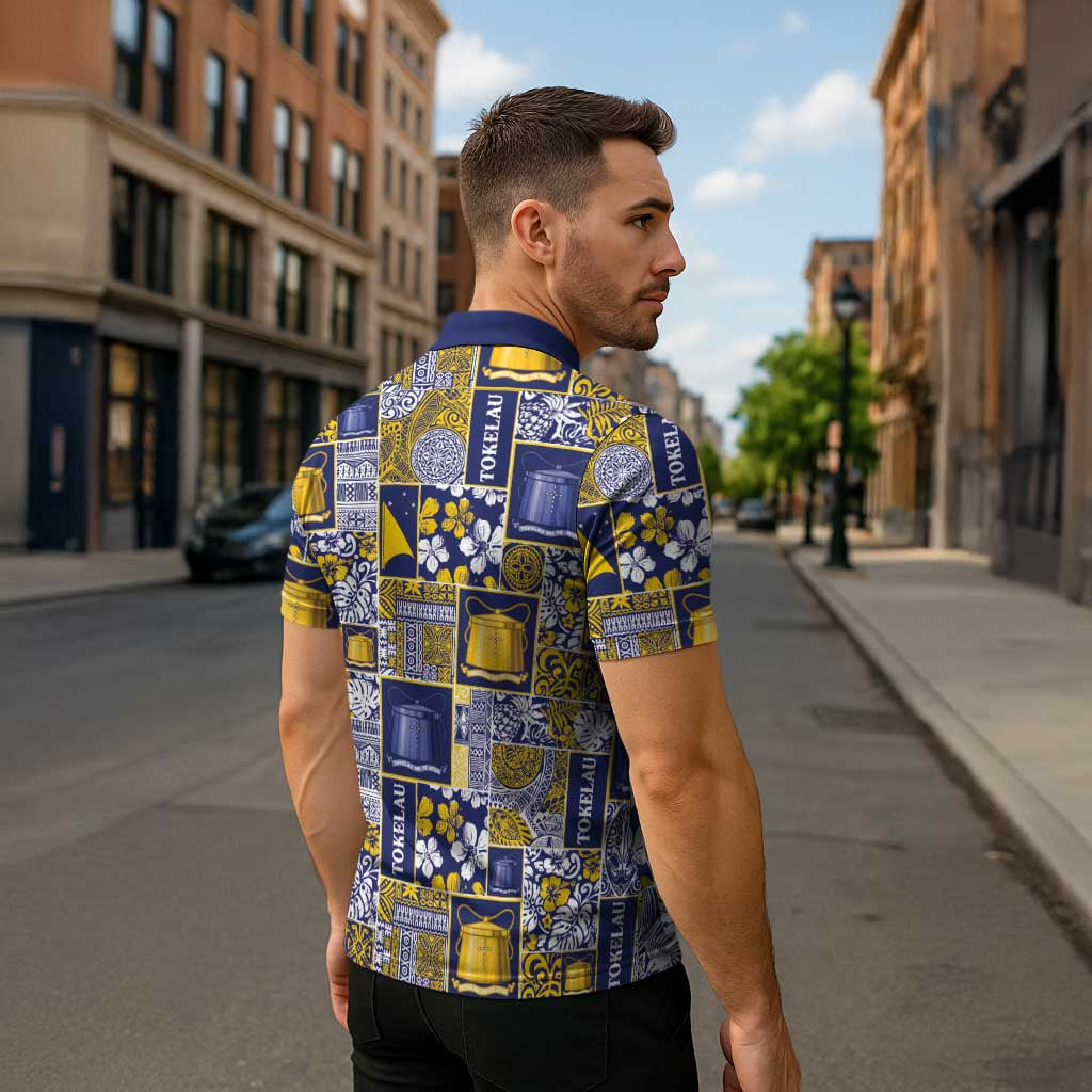 Tokelau Manuia te Kilihimahi Zipper Polo Shirt Pacific Patchwork Xmas Vibes - Polynesian Pride