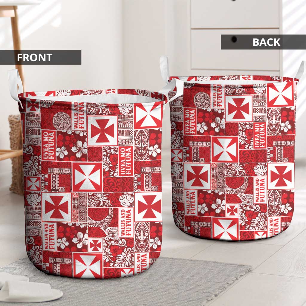 Wallis Et Futuna Kilisimasi Fiefia Laundry Basket Pacific Patchwork Xmas Vibes - Polynesian Pride