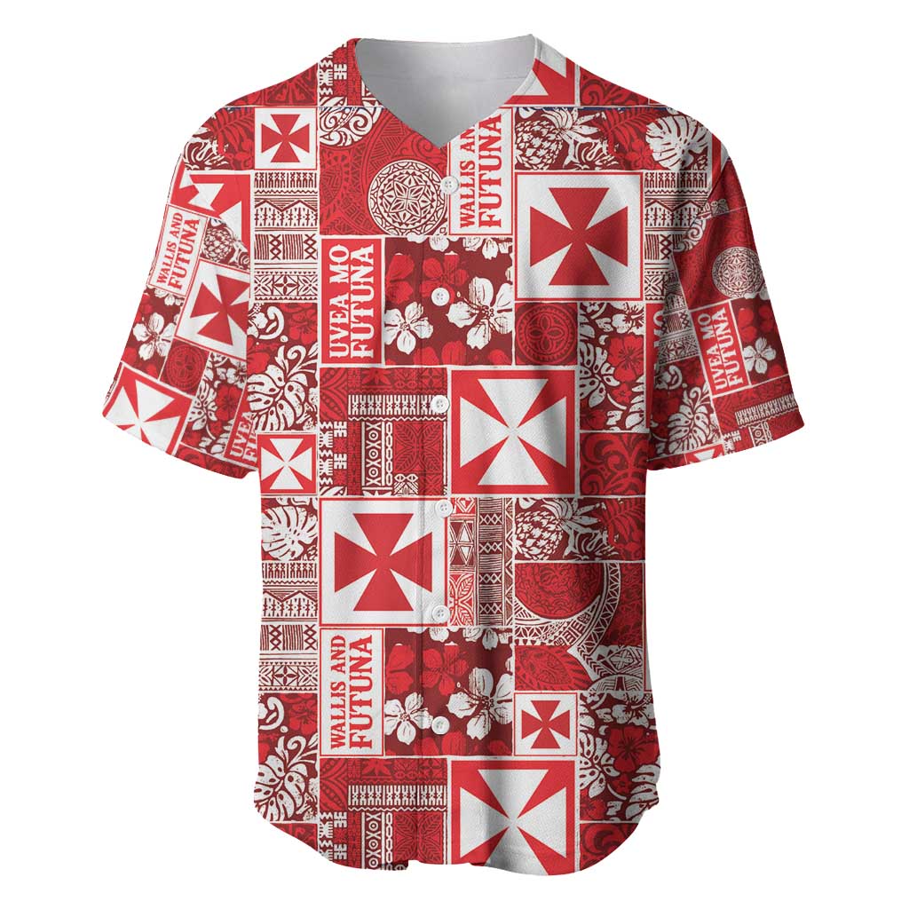 Wallis Et Futuna Kilisimasi Fiefia Baseball Jersey Pacific Patchwork Xmas Vibes - Polynesian Pride