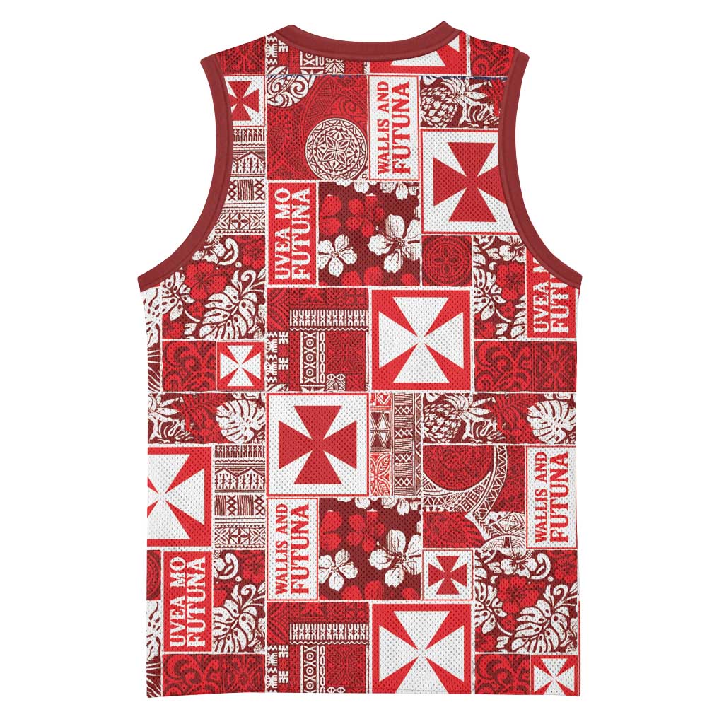 Wallis Et Futuna Kilisimasi Fiefia Basketball Jersey Pacific Patchwork Xmas Vibes - Polynesian Pride