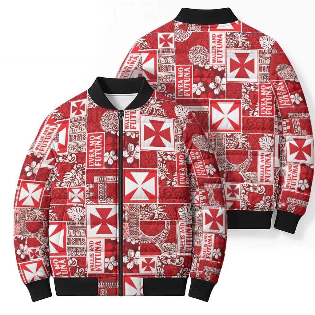 Wallis Et Futuna Kilisimasi Fiefia Bomber Puffer Jacket Pacific Patchwork Xmas Vibes - Polynesian Pride