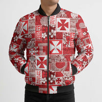 Wallis Et Futuna Kilisimasi Fiefia Bomber Puffer Jacket Pacific Patchwork Xmas Vibes - Polynesian Pride