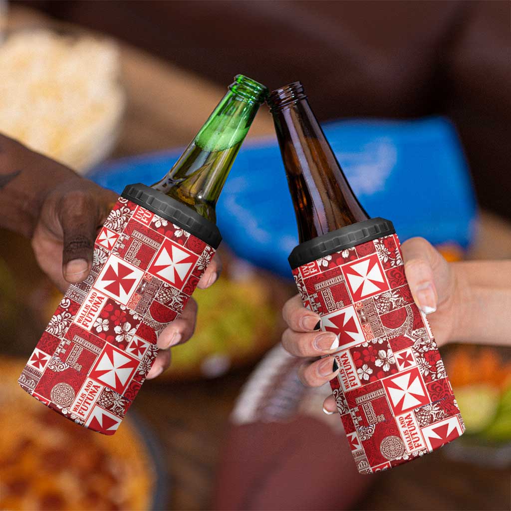 Wallis Et Futuna Kilisimasi Fiefia 4 in 1 Can Cooler Tumbler Pacific Patchwork Xmas Vibes - Polynesian Pride