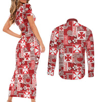 Wallis Et Futuna Kilisimasi Fiefia Couples Matching Short Sleeve Bodycon Dress and Long Sleeve Button Shirt Pacific Patchwork Xmas Vibes LT9 - Polynesian Pride