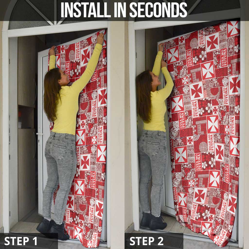 Wallis Et Futuna Kilisimasi Fiefia Door Cover Pacific Patchwork Xmas Vibes - Polynesian Pride
