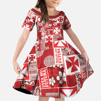 Wallis Et Futuna Kilisimasi Fiefia Family Matching Mermaid Dress and Hawaiian Shirt Pacific Patchwork Xmas Vibes LT9 Daughter's Dress Red - Polynesian Pride