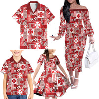 Wallis Et Futuna Kilisimasi Fiefia Family Matching Off The Shoulder Long Sleeve Dress and Hawaiian Shirt Pacific Patchwork Xmas Vibes LT9 - Polynesian Pride