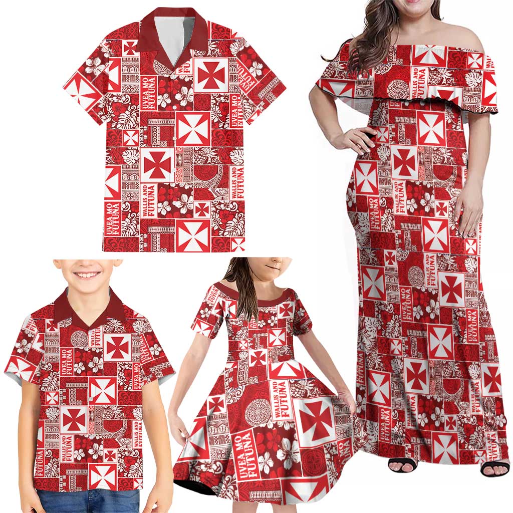 Wallis Et Futuna Kilisimasi Fiefia Family Matching Off Shoulder Maxi Dress and Hawaiian Shirt Pacific Patchwork Xmas Vibes LT9 - Polynesian Pride