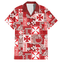 Wallis Et Futuna Kilisimasi Fiefia Family Matching Off Shoulder Maxi Dress and Hawaiian Shirt Pacific Patchwork Xmas Vibes LT9 Dad's Shirt - Short Sleeve Red - Polynesian Pride