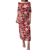 Wallis Et Futuna Kilisimasi Fiefia Family Matching Puletasi and Hawaiian Shirt Pacific Patchwork Xmas Vibes LT9 Mom's Dress Red - Polynesian Pride