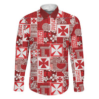 Wallis Et Futuna Kilisimasi Fiefia Family Matching Summer Maxi Dress and Hawaiian Shirt Pacific Patchwork Xmas Vibes LT9 Dad's Shirt - Long Sleeve Red - Polynesian Pride