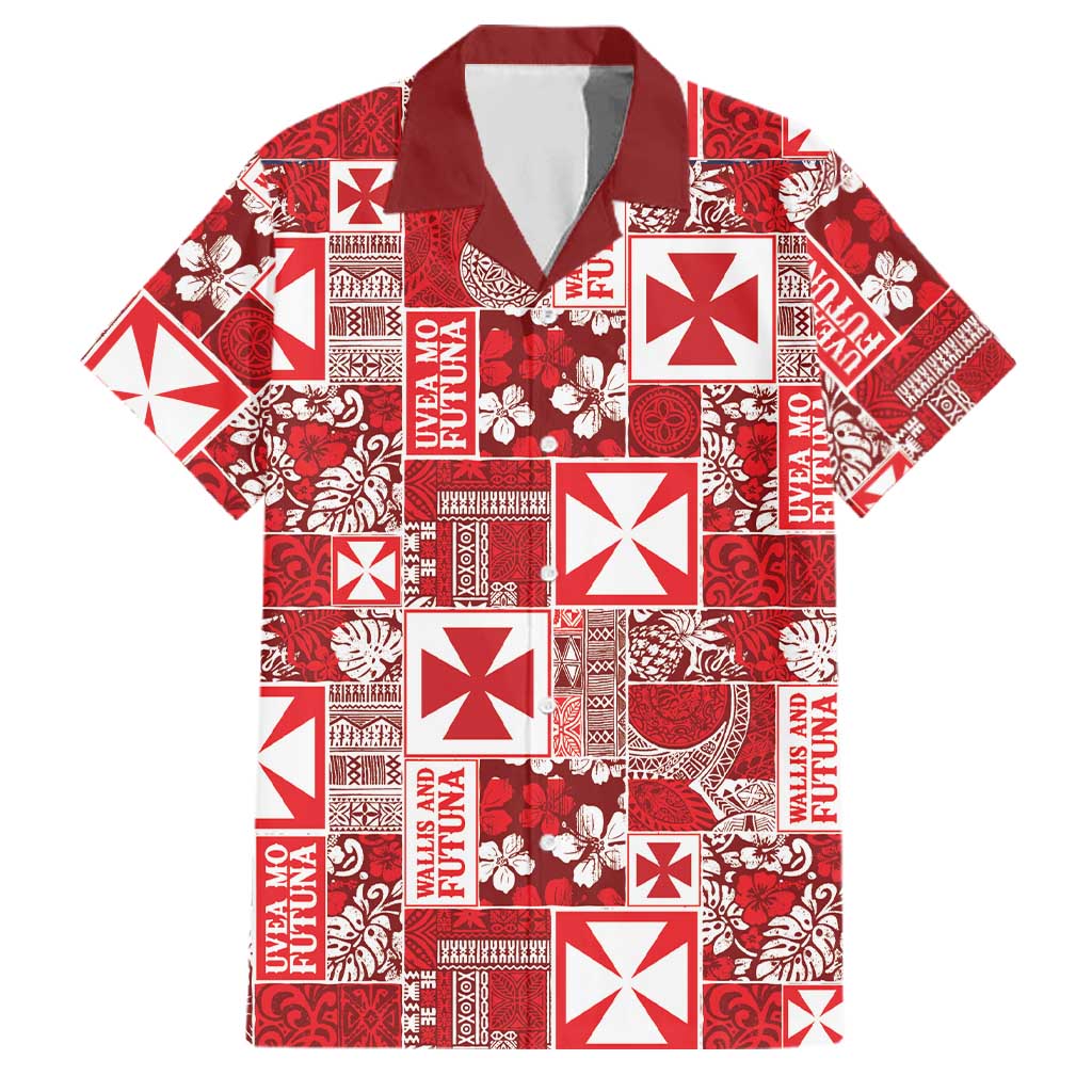 Wallis Et Futuna Kilisimasi Fiefia Family Matching Tank Maxi Dress and Hawaiian Shirt Pacific Patchwork Xmas Vibes LT9 Dad's Shirt - Short Sleeve Red - Polynesian Pride