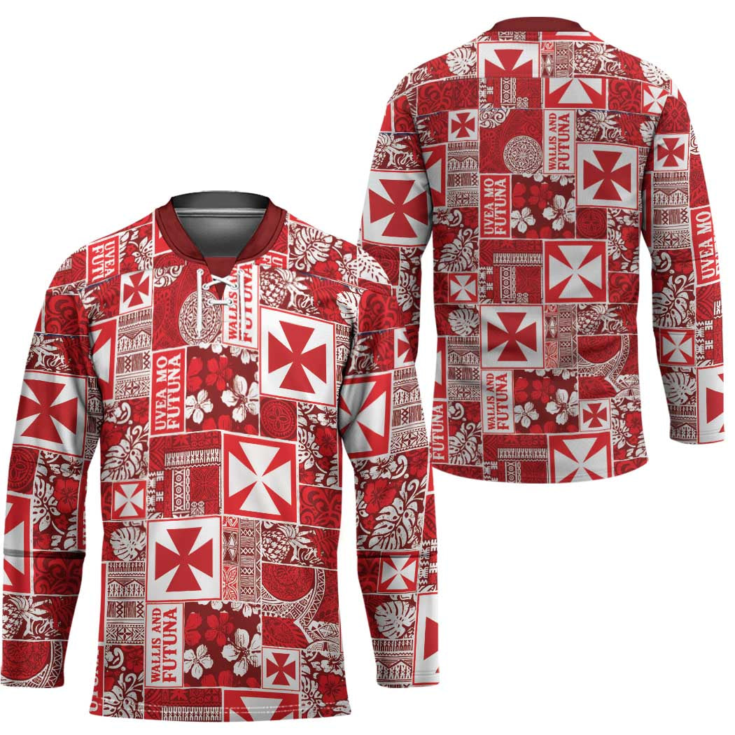 Wallis Et Futuna Kilisimasi Fiefia Hockey Jersey Pacific Patchwork Xmas Vibes - Polynesian Pride