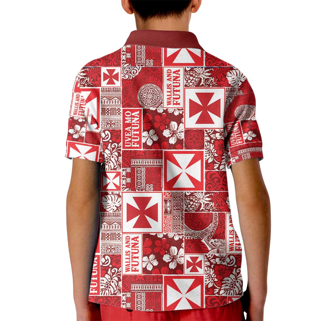 Wallis Et Futuna Kilisimasi Fiefia Kid Polo Shirt Pacific Patchwork Xmas Vibes - Polynesian Pride