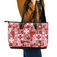 Wallis Et Futuna Kilisimasi Fiefia Leather Tote Bag Pacific Patchwork Xmas Vibes - Polynesian Pride