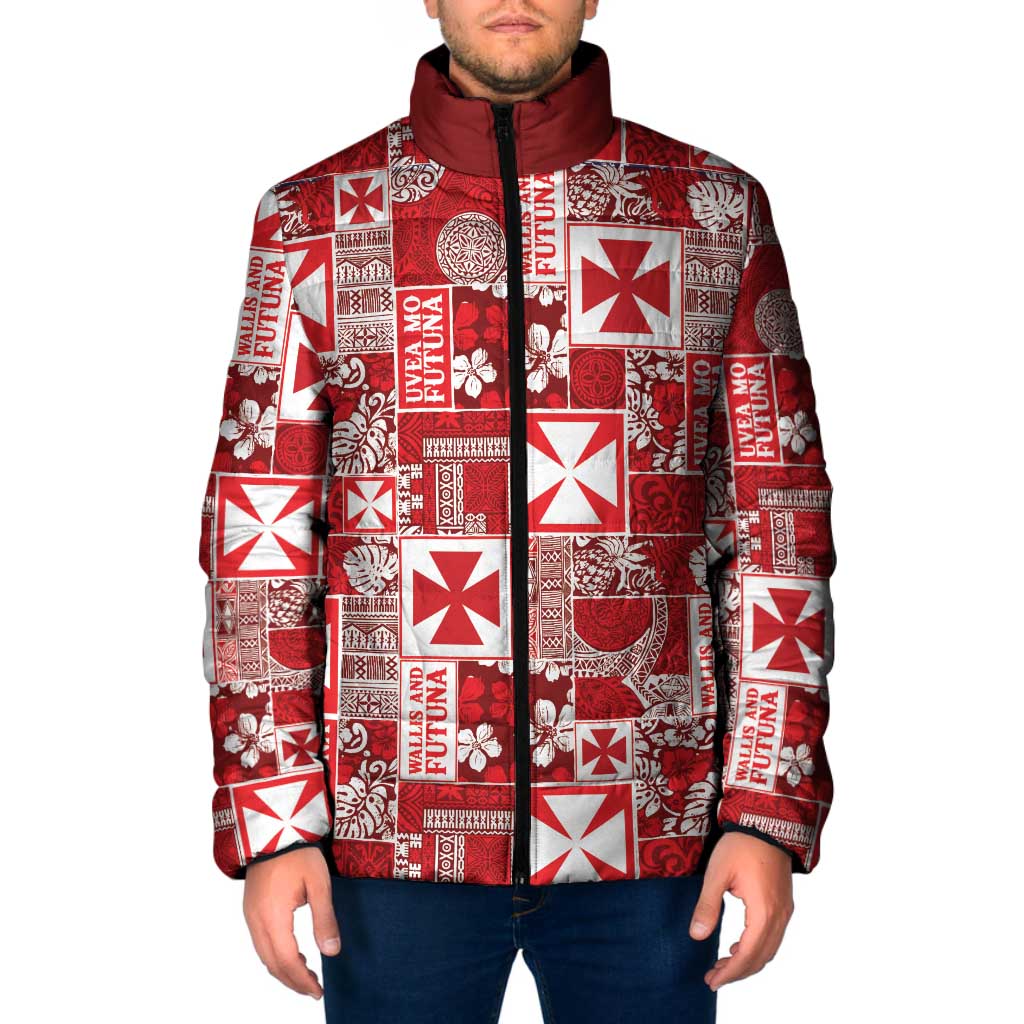 Wallis Et Futuna Kilisimasi Fiefia Padded Jacket Pacific Patchwork Xmas Vibes - Polynesian Pride