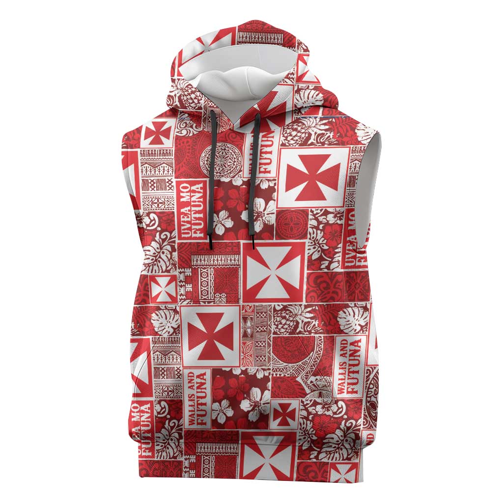 Wallis Et Futuna Kilisimasi Fiefia Sleeveless Hoodie Pacific Patchwork Xmas Vibes - Polynesian Pride