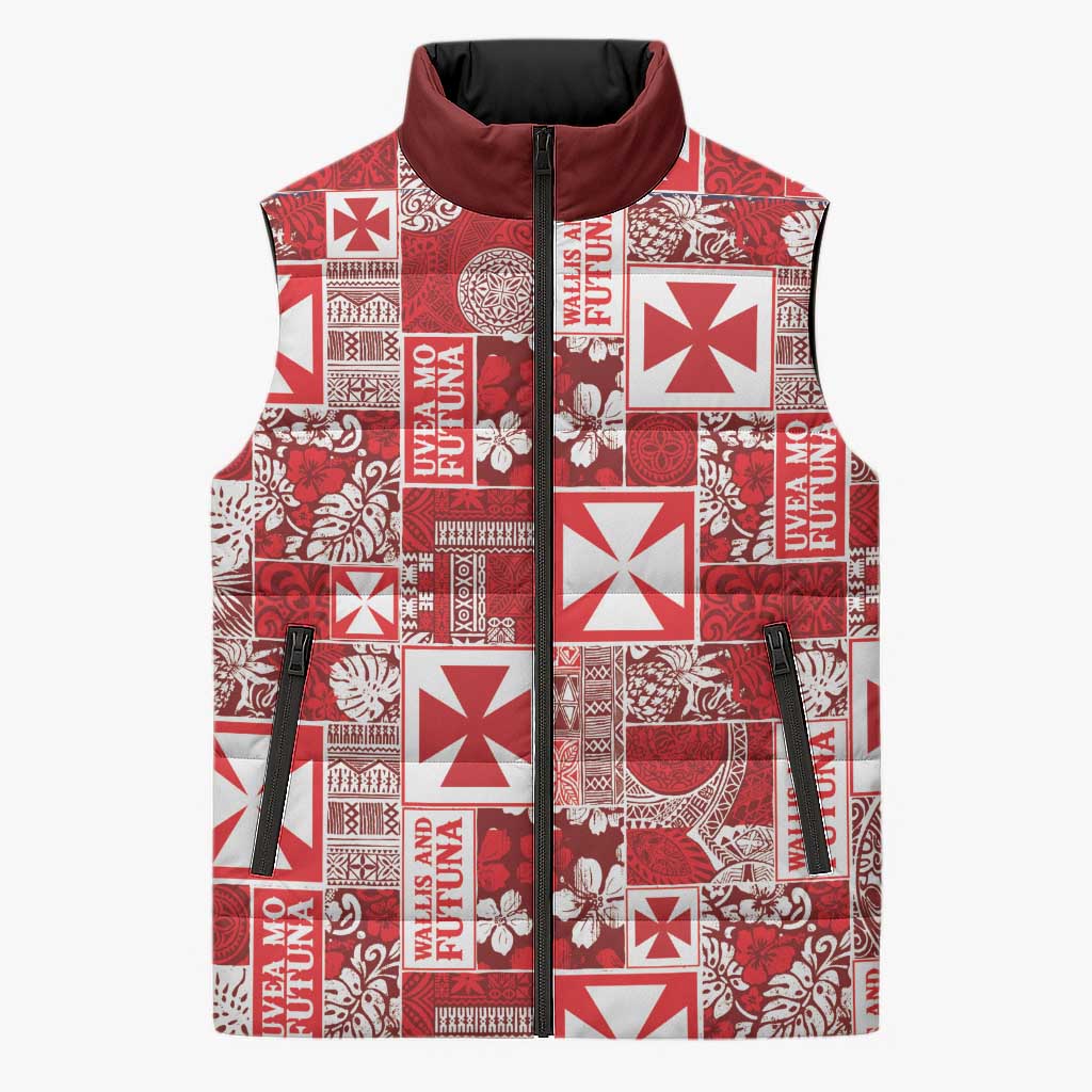 Wallis Et Futuna Kilisimasi Fiefia Sleeveless Puffer Jacket Pacific Patchwork Xmas Vibes - Polynesian Pride
