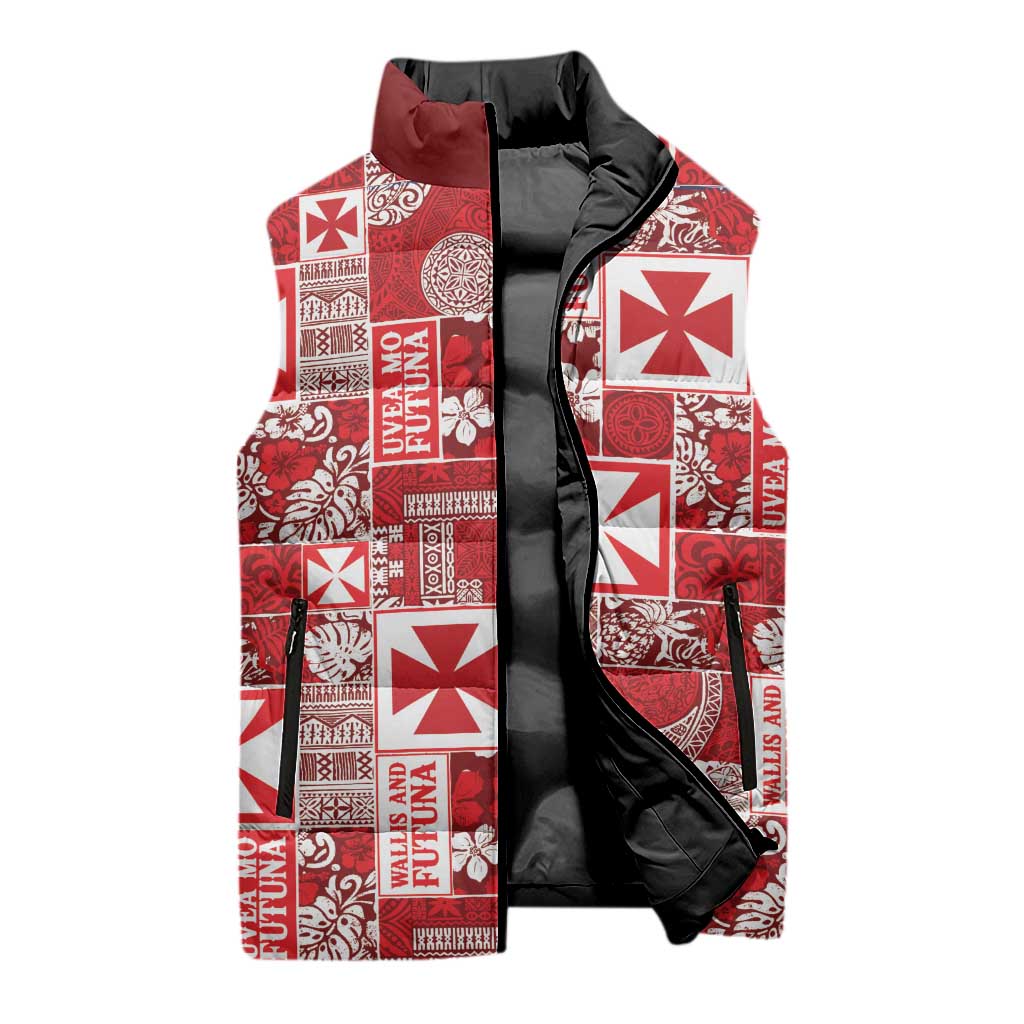 Wallis Et Futuna Kilisimasi Fiefia Sleeveless Puffer Jacket Pacific Patchwork Xmas Vibes - Polynesian Pride