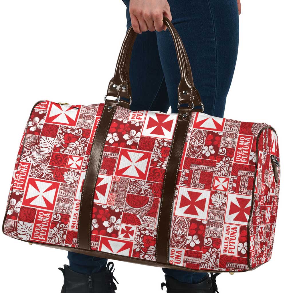 Wallis Et Futuna Kilisimasi Fiefia Travel Bag Pacific Patchwork Xmas Vibes - Polynesian Pride