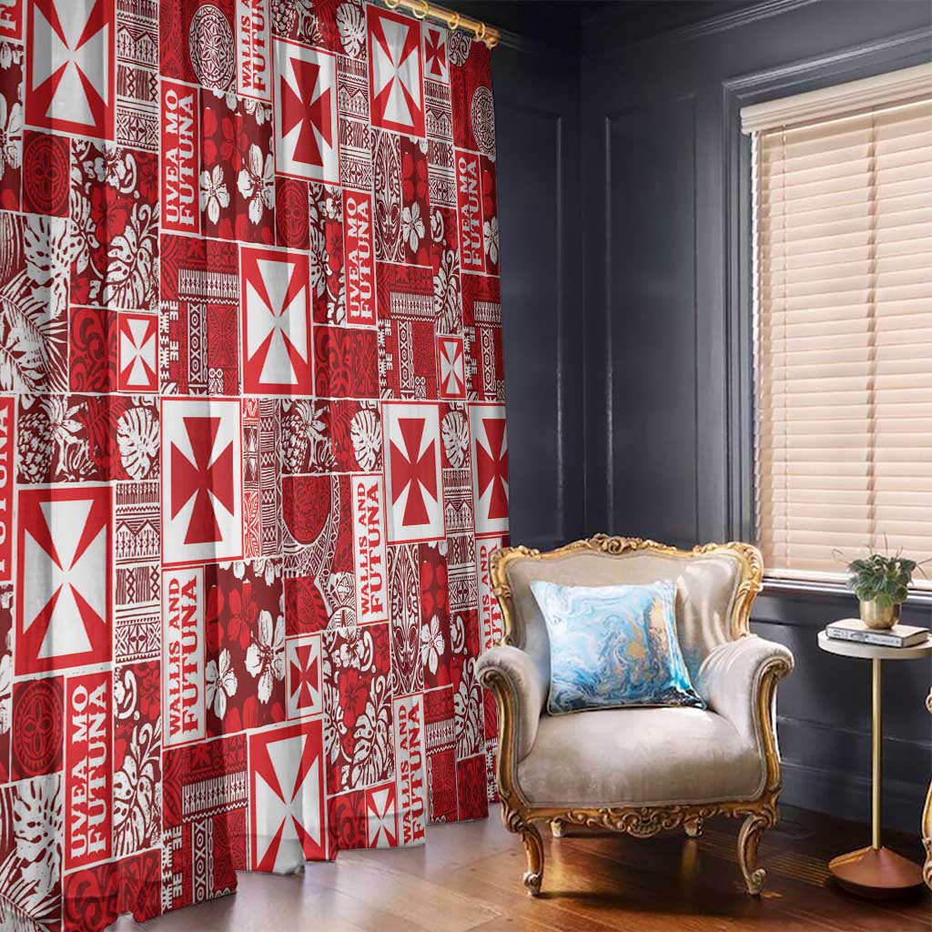 Wallis Et Futuna Kilisimasi Fiefia Window Curtain Pacific Patchwork Xmas Vibes - Polynesian Pride