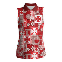 Wallis Et Futuna Kilisimasi Fiefia Women Sleeveless Polo Shirt Pacific Patchwork Xmas Vibes - Polynesian Pride