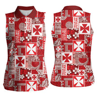 Wallis Et Futuna Kilisimasi Fiefia Women Sleeveless Polo Shirt Pacific Patchwork Xmas Vibes - Polynesian Pride