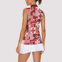 Wallis Et Futuna Kilisimasi Fiefia Women Sleeveless Polo Shirt Pacific Patchwork Xmas Vibes - Polynesian Pride