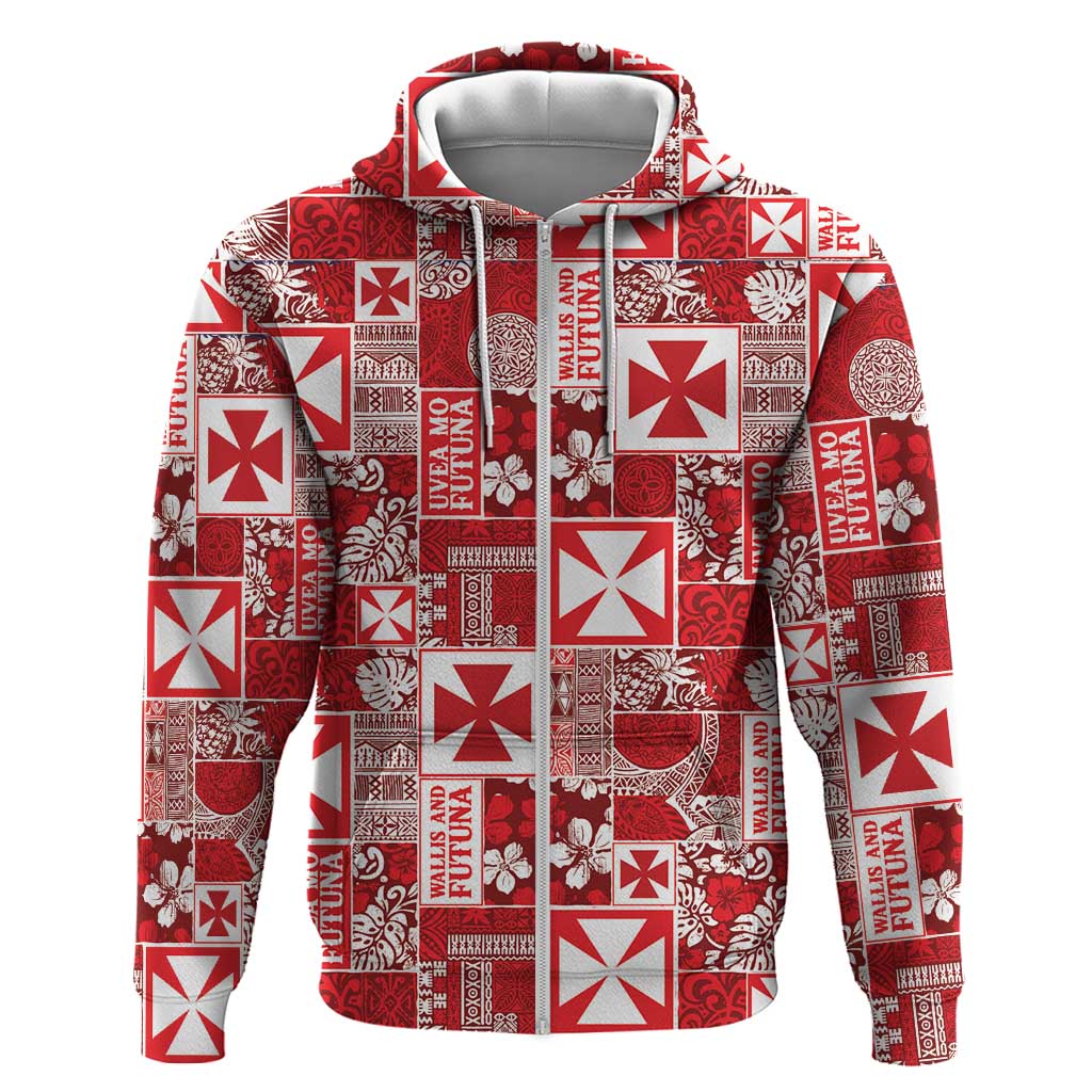 Wallis Et Futuna Kilisimasi Fiefia Zip Hoodie Pacific Patchwork Xmas Vibes - Polynesian Pride