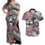 Fiji Tonga Coat of Arm Personalised Couples Matching Off Shoulder Maxi Dress and Hawaiian Shirt With Masi Tapa and Tongan Ngatu Together LT9 Black - Polynesian Pride