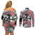 Fiji Tonga Coat of Arm Personalised Couples Matching Off Shoulder Short Dress and Long Sleeve Button Shirt With Masi Tapa and Tongan Ngatu Together LT9 - Polynesian Pride