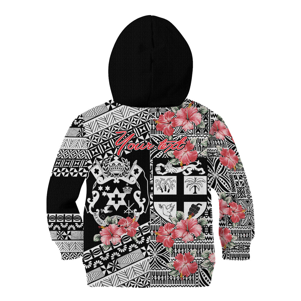 Fiji Tonga Coat of Arm Personalised Kid Hoodie With Masi Tapa and Tongan Ngatu Together LT9 - Polynesian Pride