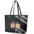 Fiji Tonga Coat of Arm Personalised Leather Tote Bag With Masi Tapa and Tongan Ngatu Together LT9 - Polynesian Pride