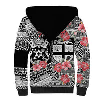 Fiji Tonga Coat of Arm Personalised Sherpa Hoodie With Masi Tapa and Tongan Ngatu Together LT9 - Polynesian Pride