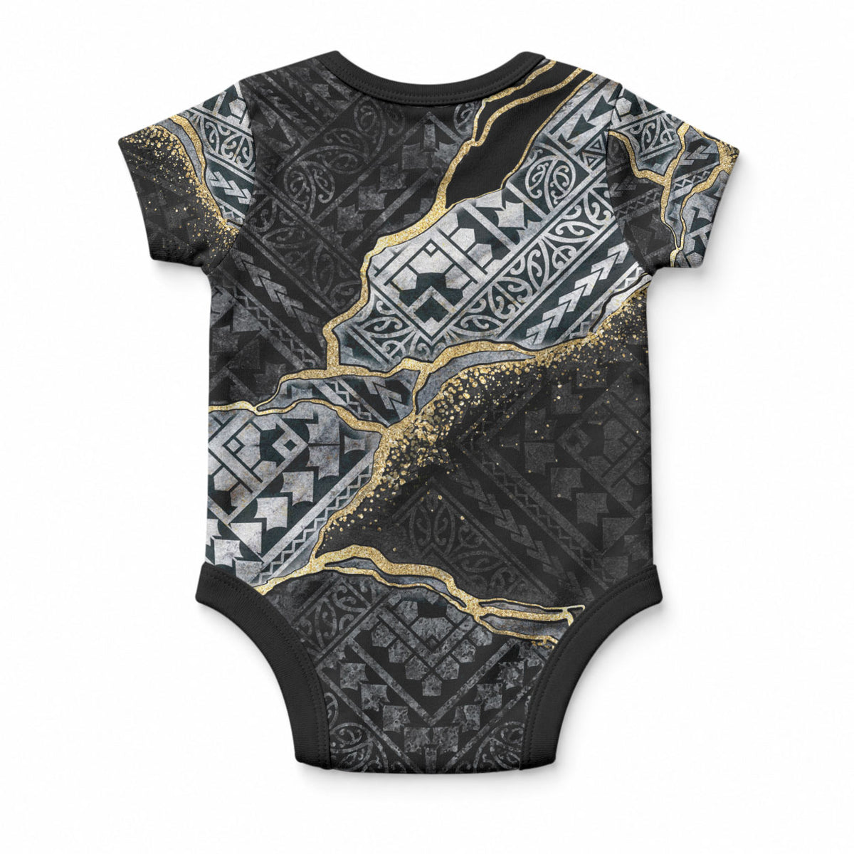 Polynesian Tribal Tattoo Baby Onesie Dark Marble Pattern LT9 - Polynesian Pride