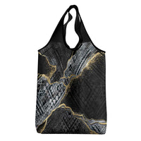 Polynesian Tribal Tattoo Grocery Bag Dark Marble Pattern