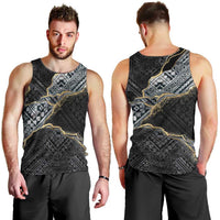 Polynesian Tribal Tattoo Men Tank Top Dark Marble Pattern