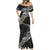 Polynesian Tribal Tattoo Mermaid Dress Dark Marble Pattern