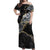 Polynesian Tribal Tattoo Off Shoulder Maxi Dress Dark Marble Pattern