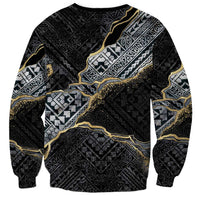 Polynesian Tribal Tattoo Sweatshirt Dark Marble Pattern