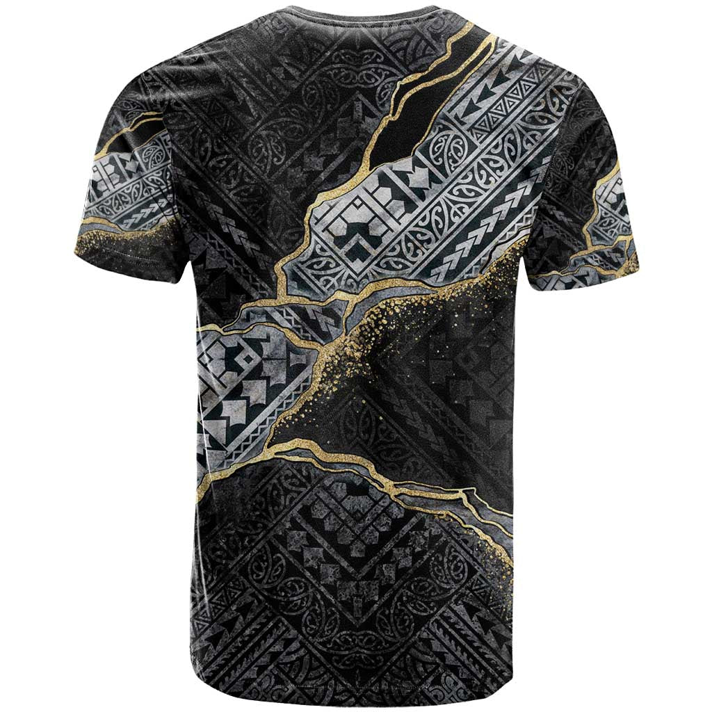 Polynesian Tribal Tattoo T Shirt Dark Marble Pattern