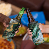 Polynesian Tribal Tattoo 4 in 1 Can Cooler Tumbler Green Marble Pattern