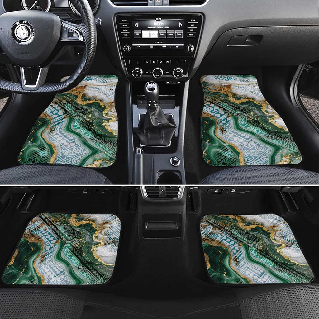 Polynesian Tribal Tattoo Car Mats Green Marble Pattern