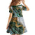 Polynesian Tribal Tattoo Kid Short Sleeve Dress Green Marble Pattern