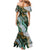 Polynesian Tribal Tattoo Mermaid Dress Green Marble Pattern