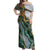 Polynesian Tribal Tattoo Off Shoulder Maxi Dress Green Marble Pattern