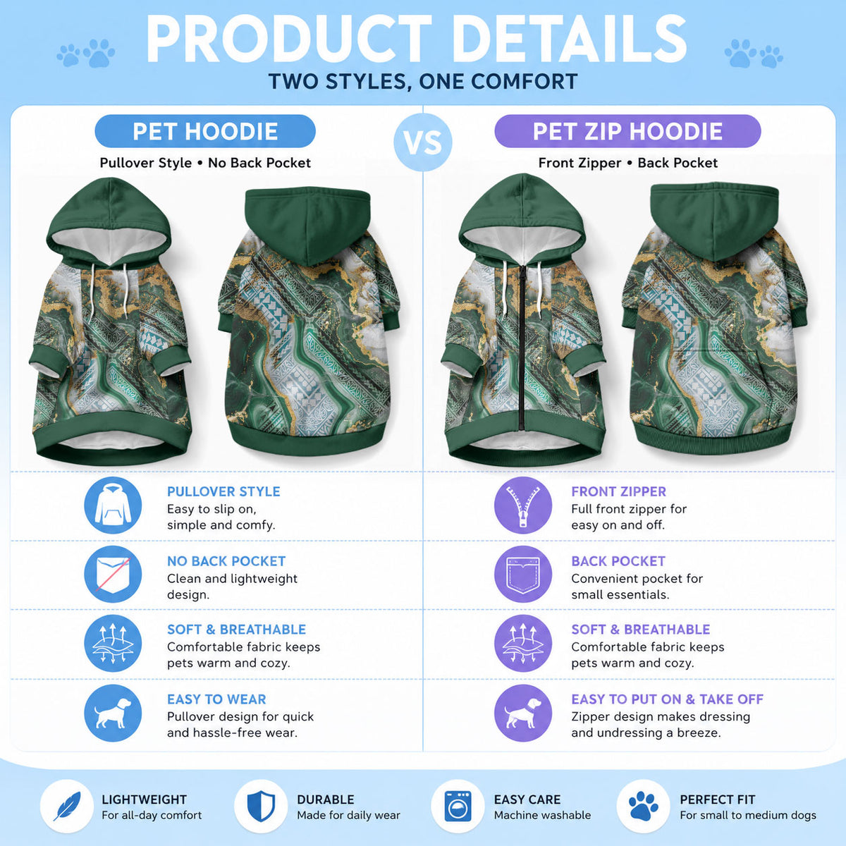 Polynesian Tribal Tattoo Pet Hoodie Green Marble Pattern LT9 - Polynesian Pride
