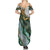 Polynesian Tribal Tattoo Summer Maxi Dress Green Marble Pattern