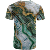 Polynesian Tribal Tattoo T Shirt Green Marble Pattern